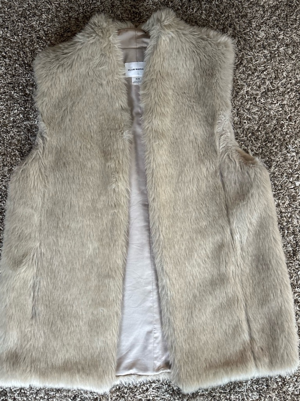Club Monaco Women's Faux Fur Vest in Beige